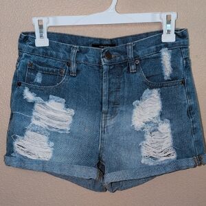 Forever 21 Blue Distressed Jean Shorts